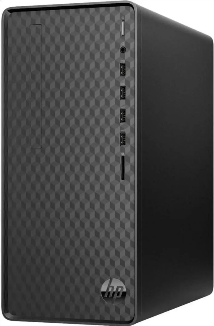Black tower desktop with keyboard and mouse