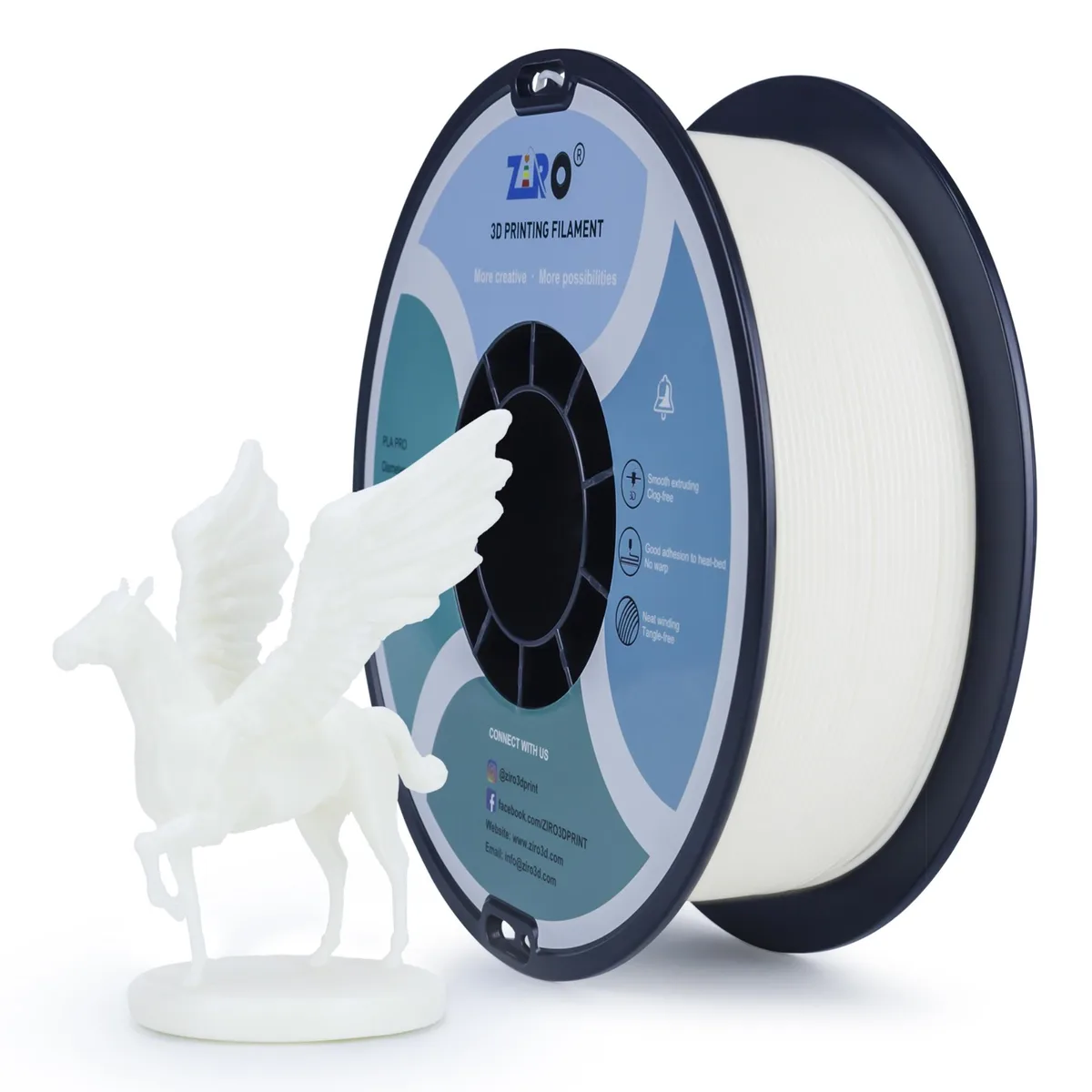 Ziro 3D Ziro 3D PLA Pro 1.75mm 1kg White 3D Printer Filament — 商品照片