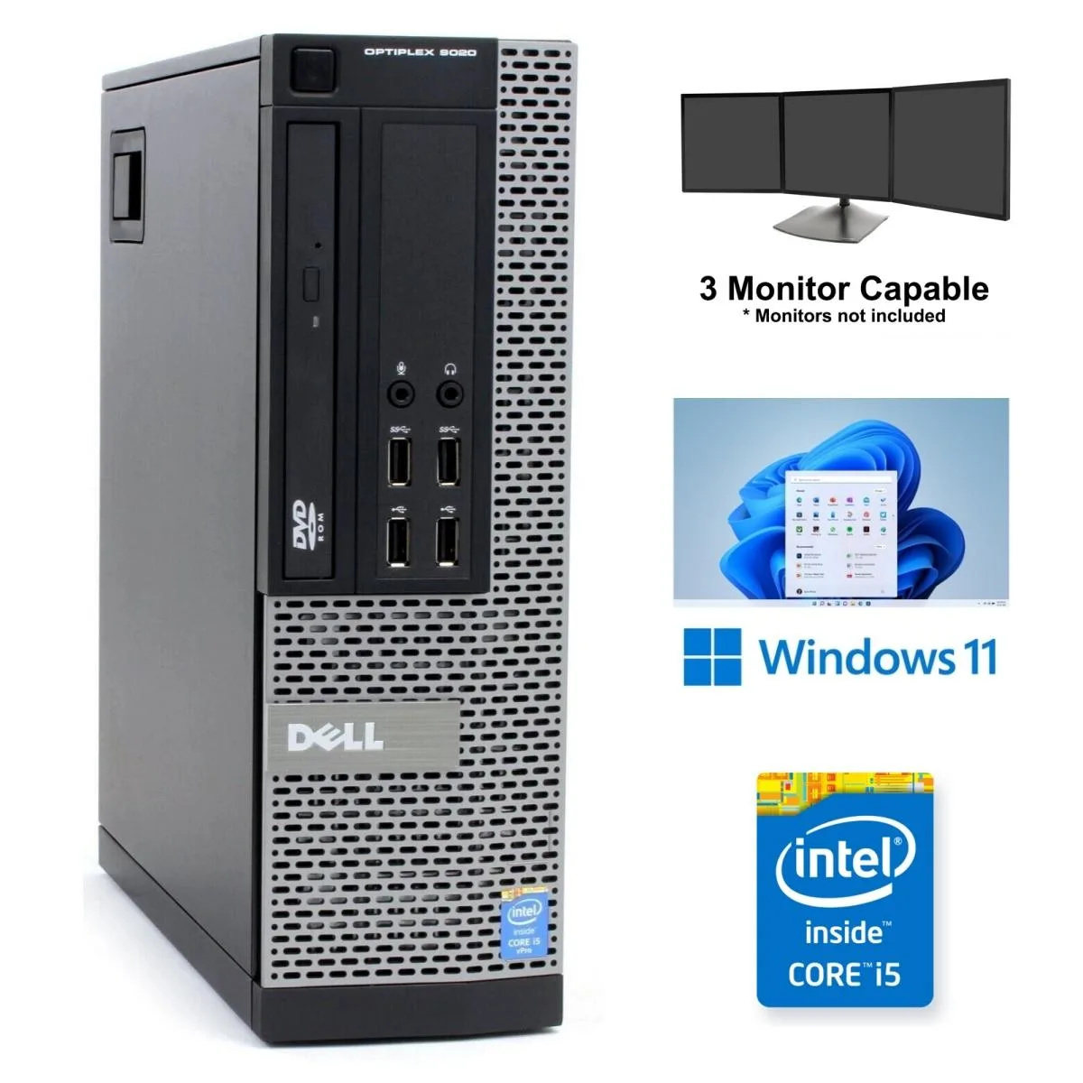 Black Dell OptiPlex 9020 micro tower desktop with DVD drive