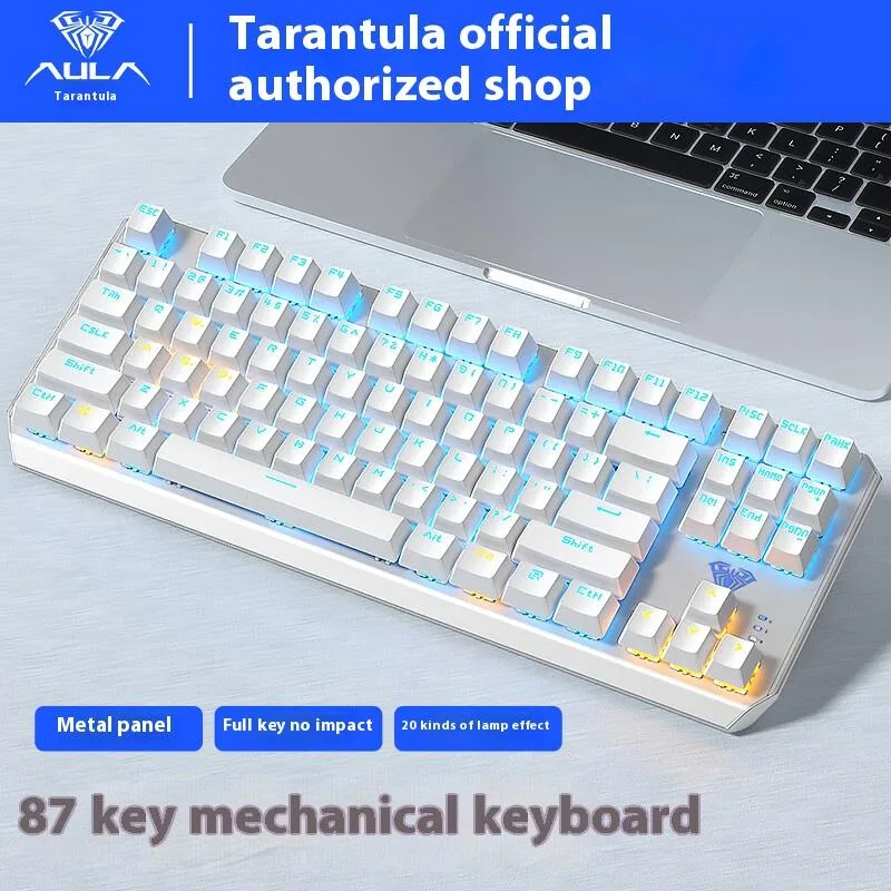 AULA AULA F3087 White 87-Key Tri-Mode Mechanical Gaming Keyboard — produktbild