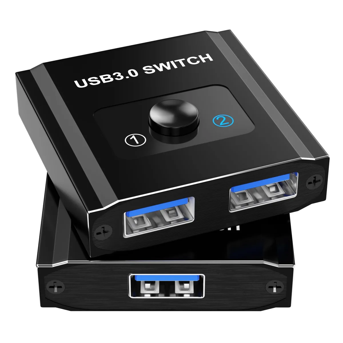 Aoyvsktv AYK-USB SWITCH Bi-Directional USB 3.0 Switch 2 Ports Push Button Aluminum — 商品照片