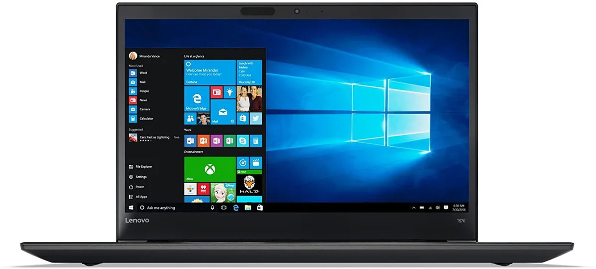 Black ThinkPad T570 laptop, 15.6 inch matte screen, closed lid showing logo