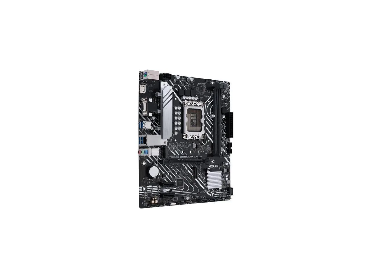 Green MicroATX motherboard with silver CPU socket and black slots