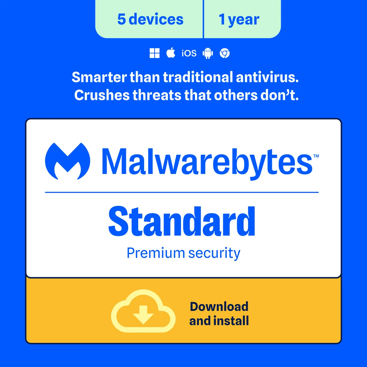 Malwarebytes Malwarebytes 854248005743ESD internet security 5 devices 1 year — product photo