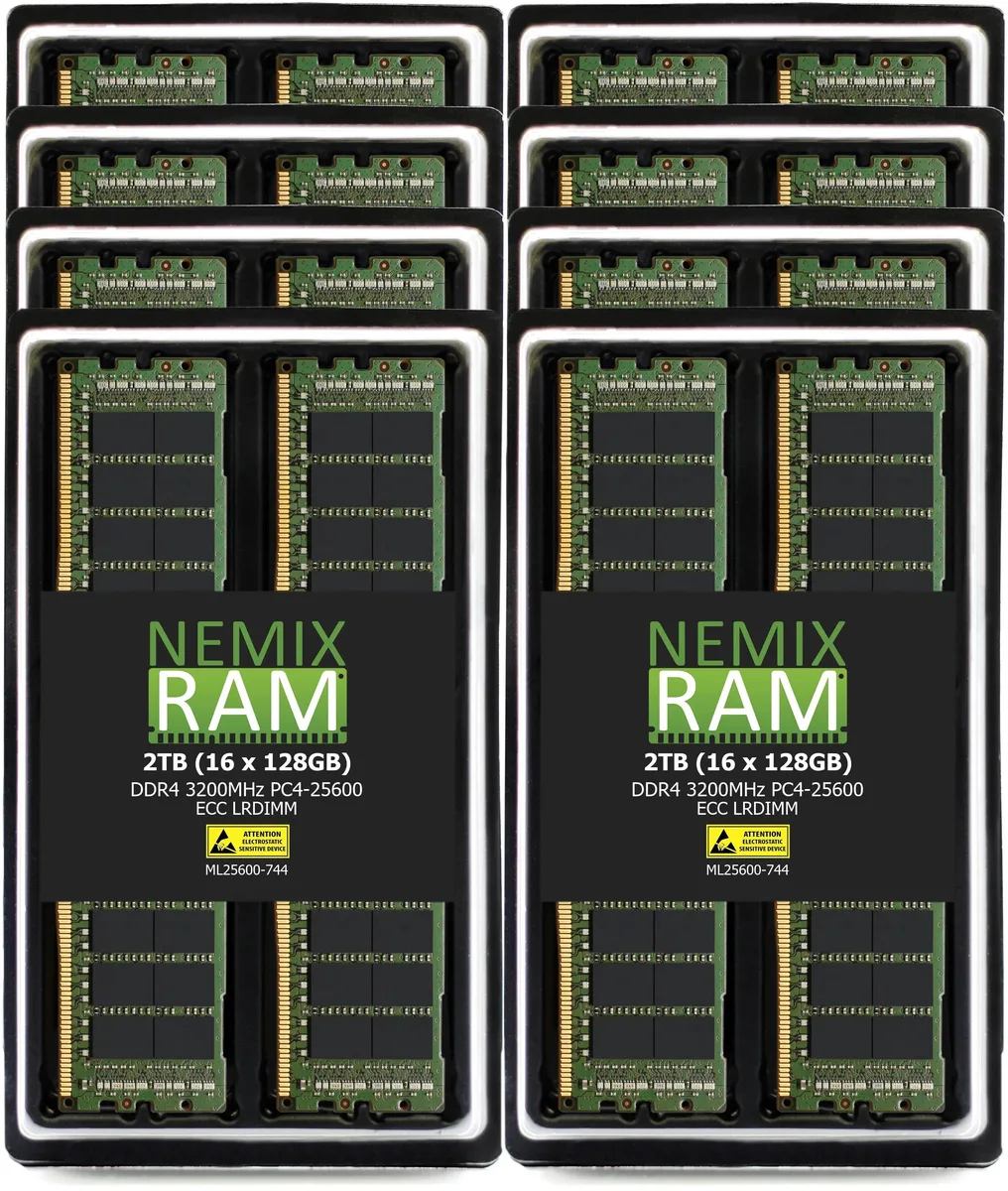 NEMIX RAM NEMIX RAM 2TB 16 x 128GB DDR4 3200 PC4-25600 4Rx4 1.2V 288-PIN ECC LRDIMM Server Memory Kit — 商品写真