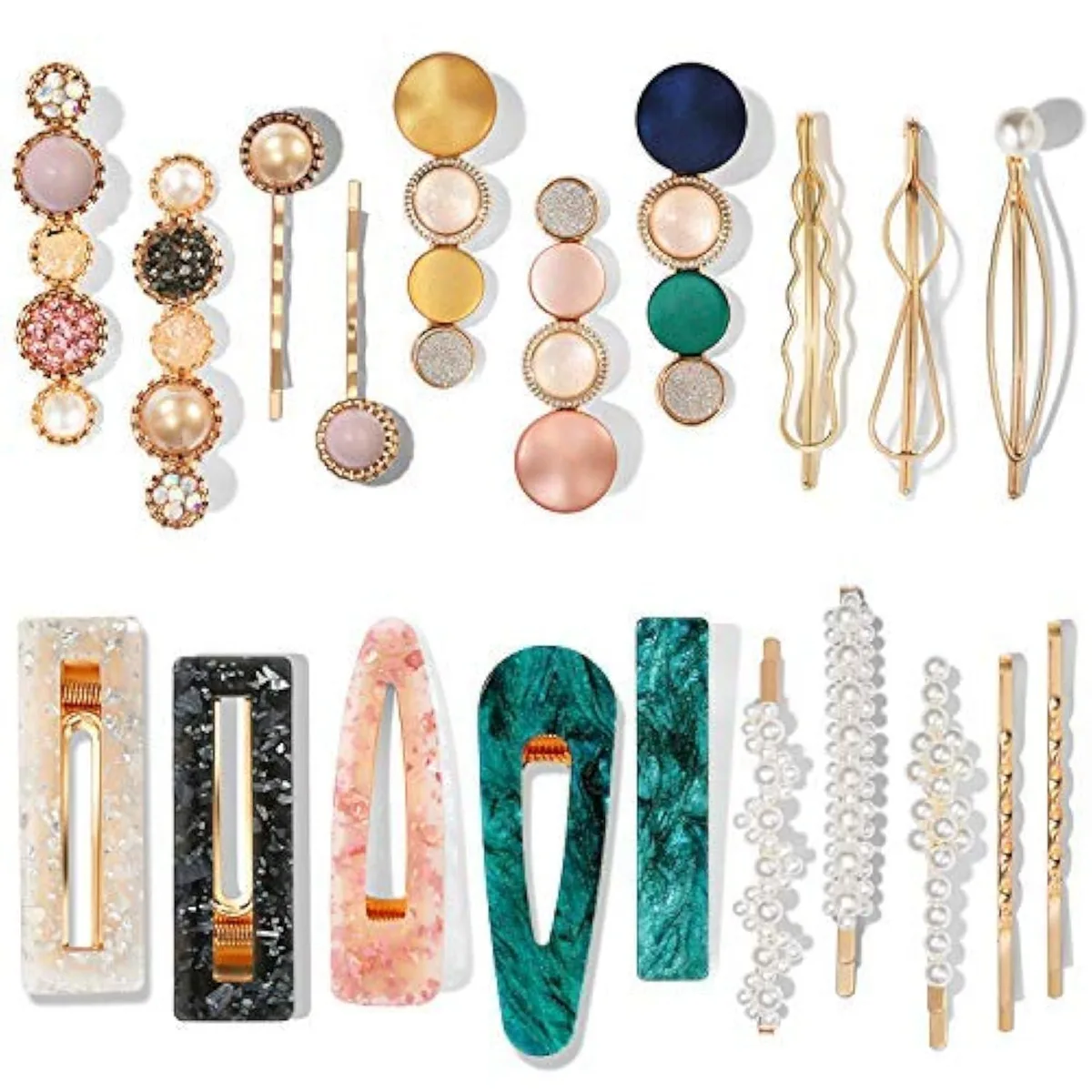 Mehayi 20 PCS Macaron Pearl Acrylic Resin Hair Clips Set — fotografija proizvoda