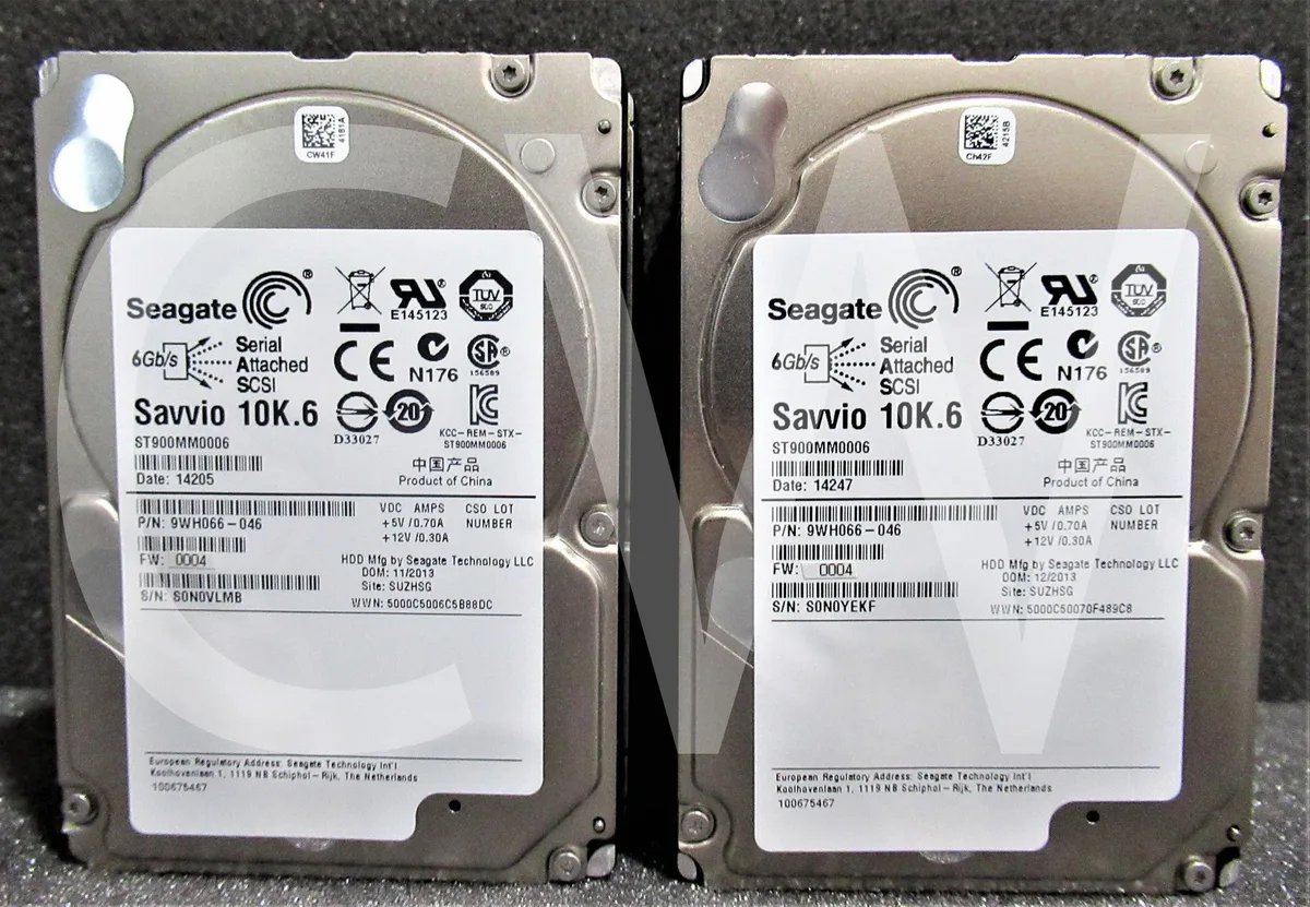Silver 2.5 inch SAS hard drive with label visible