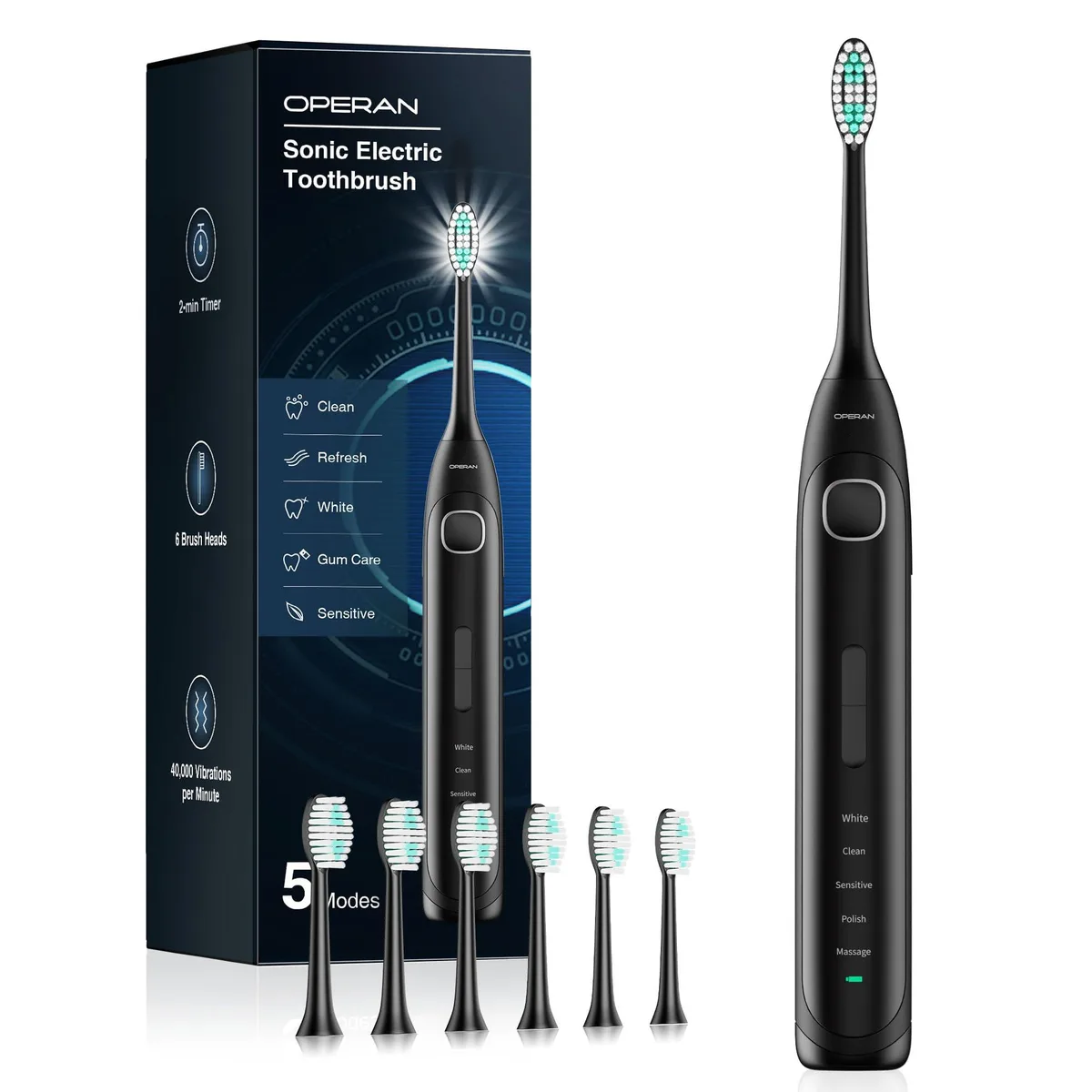  Waterpik OR989 Operan Sonic Electric Toothbrush Oral Care White 40000 VPM 100 Days 6 Heads — foto produk