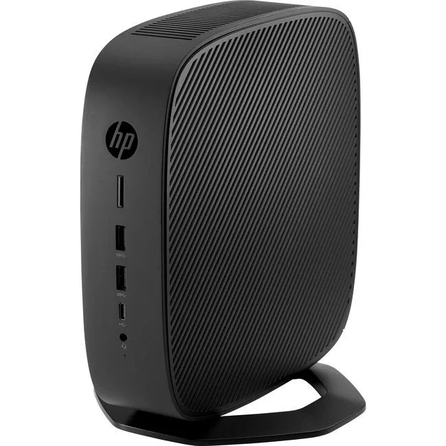 Compact silver HP t740 thin client desktop box