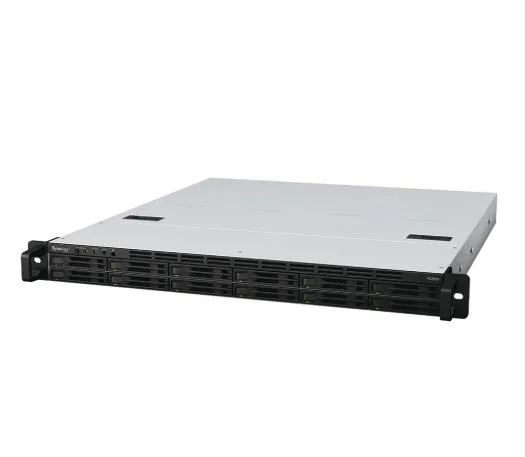 Silver 1U rackmount NAS with twelve front drive bays
