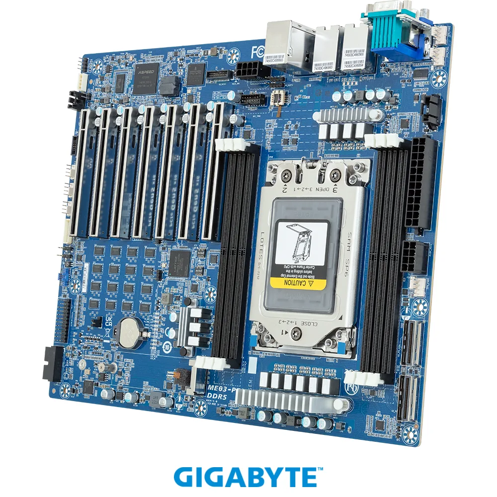 GIGABYTE GIGABYTE ME03-PE0 server motherboard AMD EPYC 8004 SP6 DDR5 ATX — produktfoto