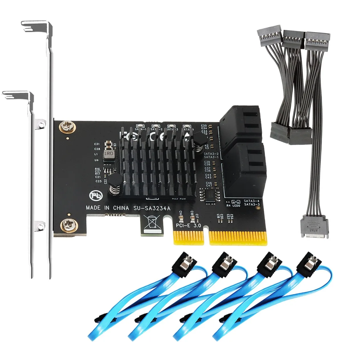 GLOTRENDS GLOTRENDS SA3234A 4-port PCIe X2 SATA 3.0 expansion card — ภาพสินค้า