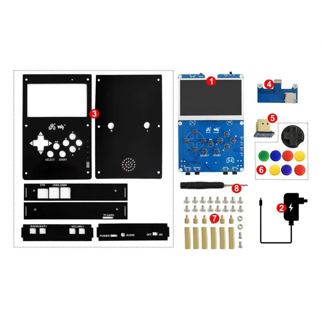 LORDWORLD LORDWORLD GamePi43 Accessories Pack 4.3inch IPS 800×480 60fps Battery Charge 18650 — produktfoto
