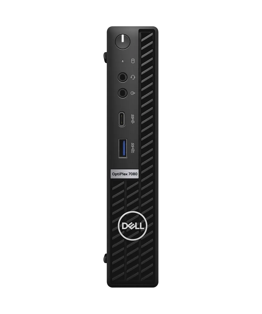 Black micro tower desktop with a compact upright chassis