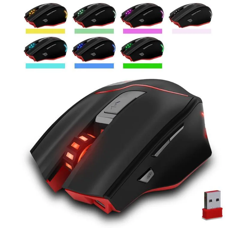 Black right-handed gaming mouse with seven buttons and LED backlighting