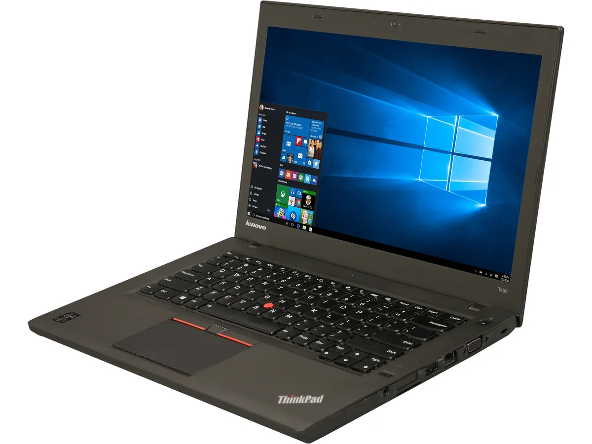 Black 14-inch ThinkPad T450 laptop with non-touch 1600x900 display