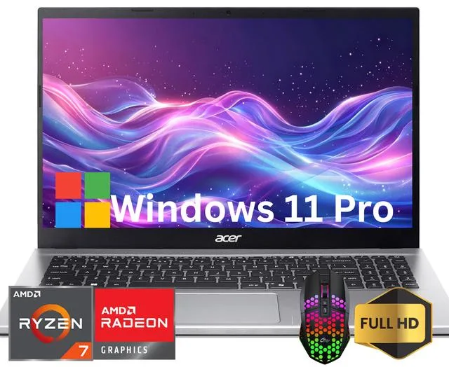 Acer America Acer Aspire Go 15 laptop Ryzen 7 7730U 32GB 256GB Silver — product photo