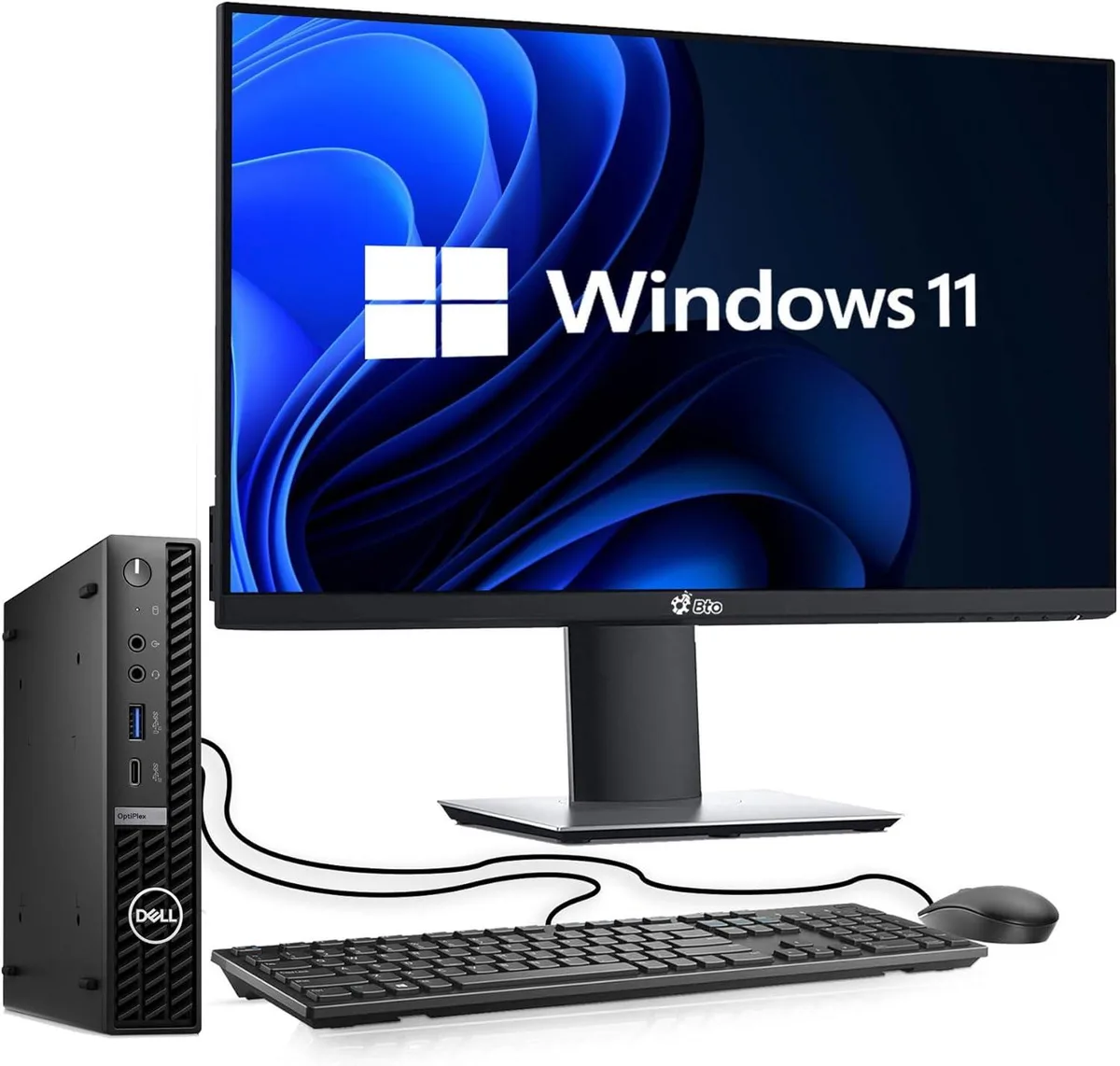 Compact Dell 7000 Tiny desktop with 19 inch monitor