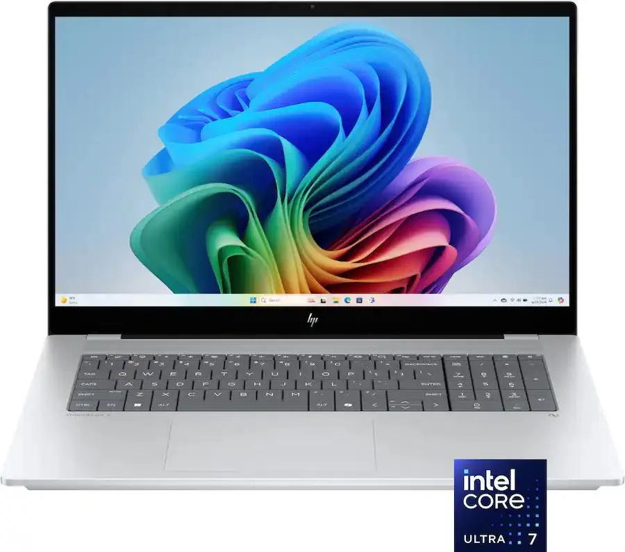 Silver 17.3 inch touchscreen laptop with backlit keyboard