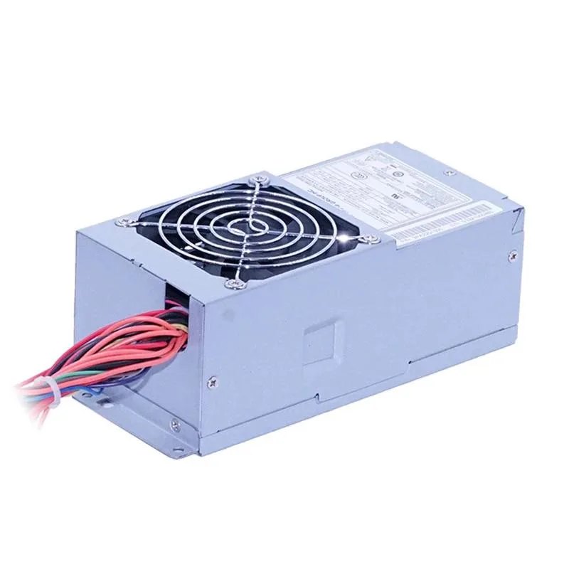 Compact TFX power supply unit with metallic casing and rear ventilation grille