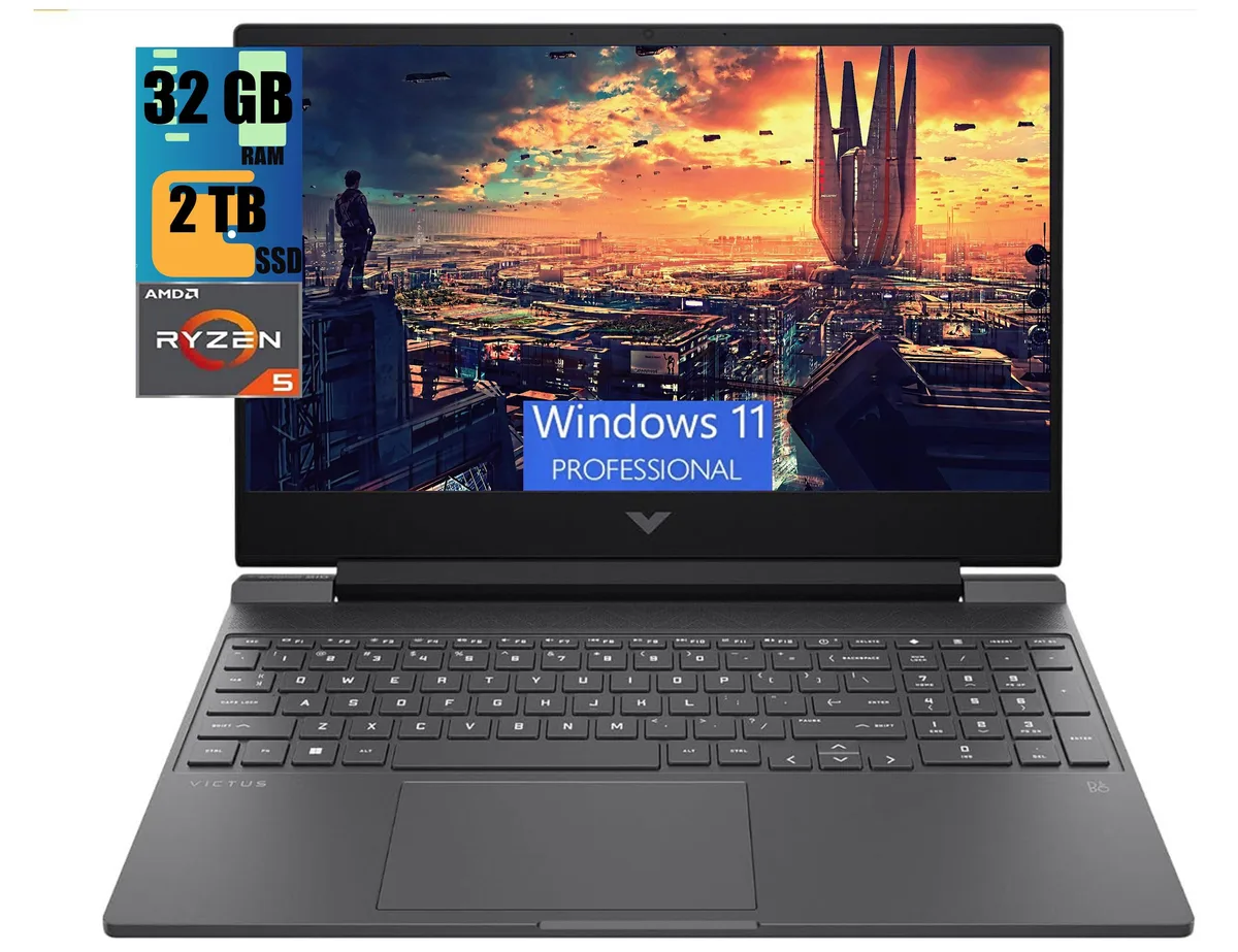 Black 15.6 inch gaming laptop with backlit keyboard and numeric keypad