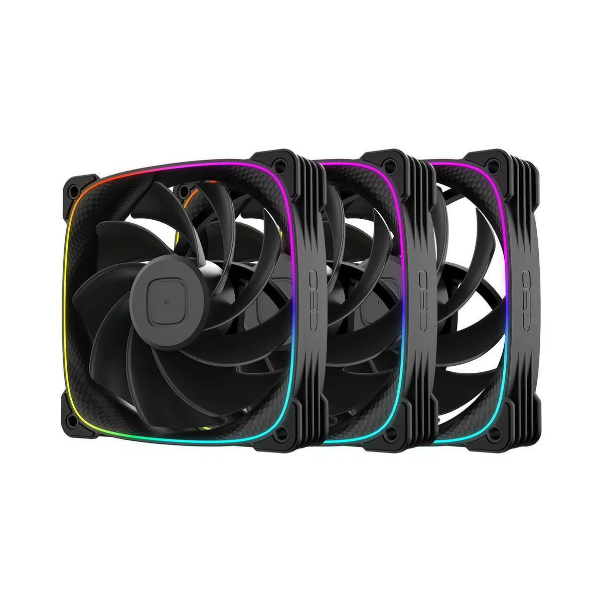 Geometric Future Geometric Future Squama 3003R-12 120x30mm Reverse Blade ARGB PWM Case Fan 3-Pack Black — fotografie produktu
