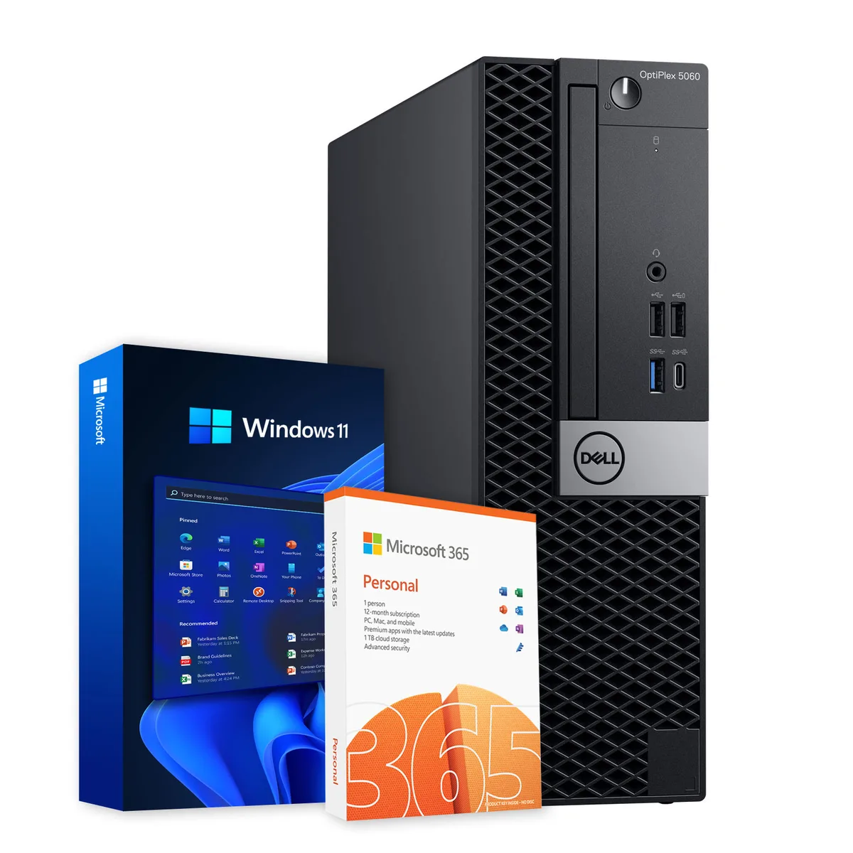 Black Dell OptiPlex 5060 desktop tower, front USB ports and audio jack visible