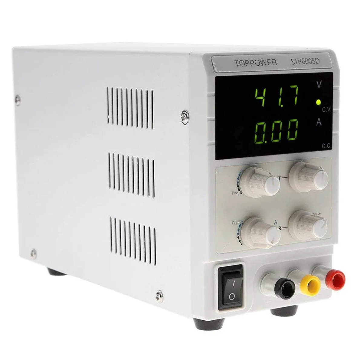 Rectangular bench power supply with dual LED displays and front panel controls