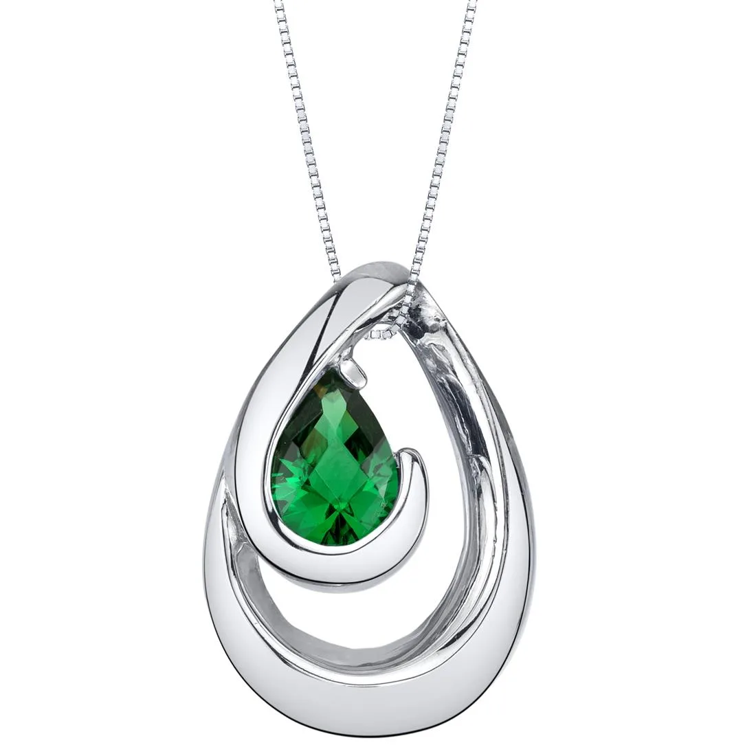 Oravo Oravo Simulated Emerald Sterling Silver Wave Pendant Necklace 18" .5 carat — foto do produto