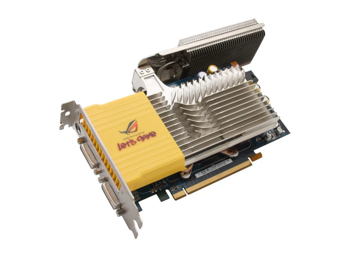 ASUS GeForce 8600 GTS graphics card with passive cooler, dual DVI ports, PCI Express x16