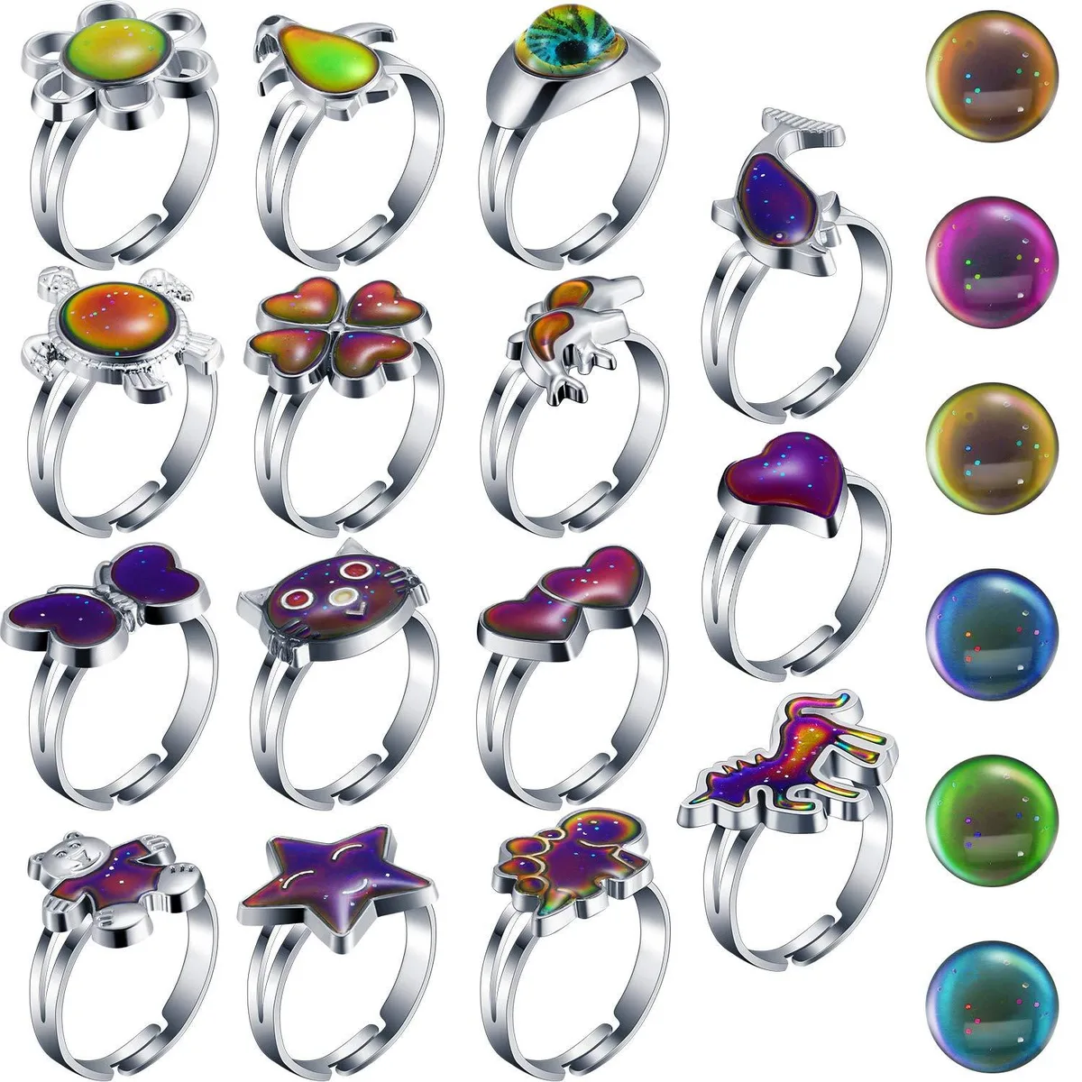 Hicarer Hicarer-Mood Rings-01 15 Piece Animal Mood Ring Set — снимка на продукта