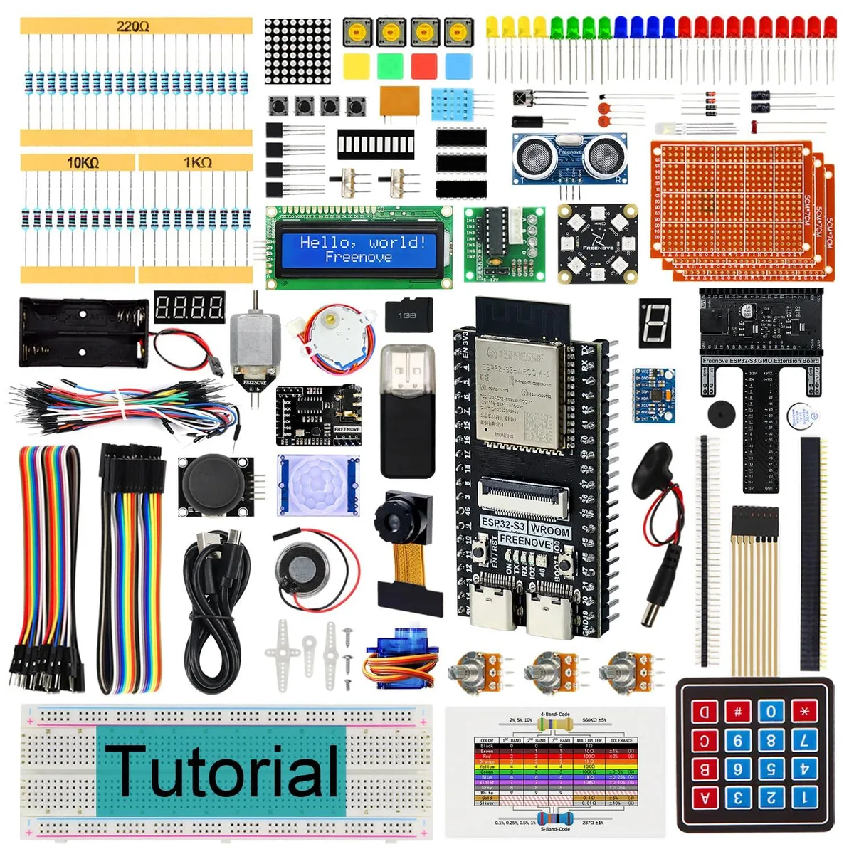 Green rectangular development board with onboard camera module and pin headers