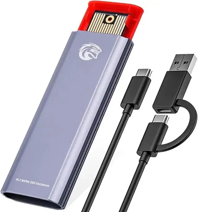 KingSpec KingSpec M.2 NVMe SSD Enclosure USB 3.1 Gen 2 10Gbps 2230-2280 Silver Grey — tuotekuva