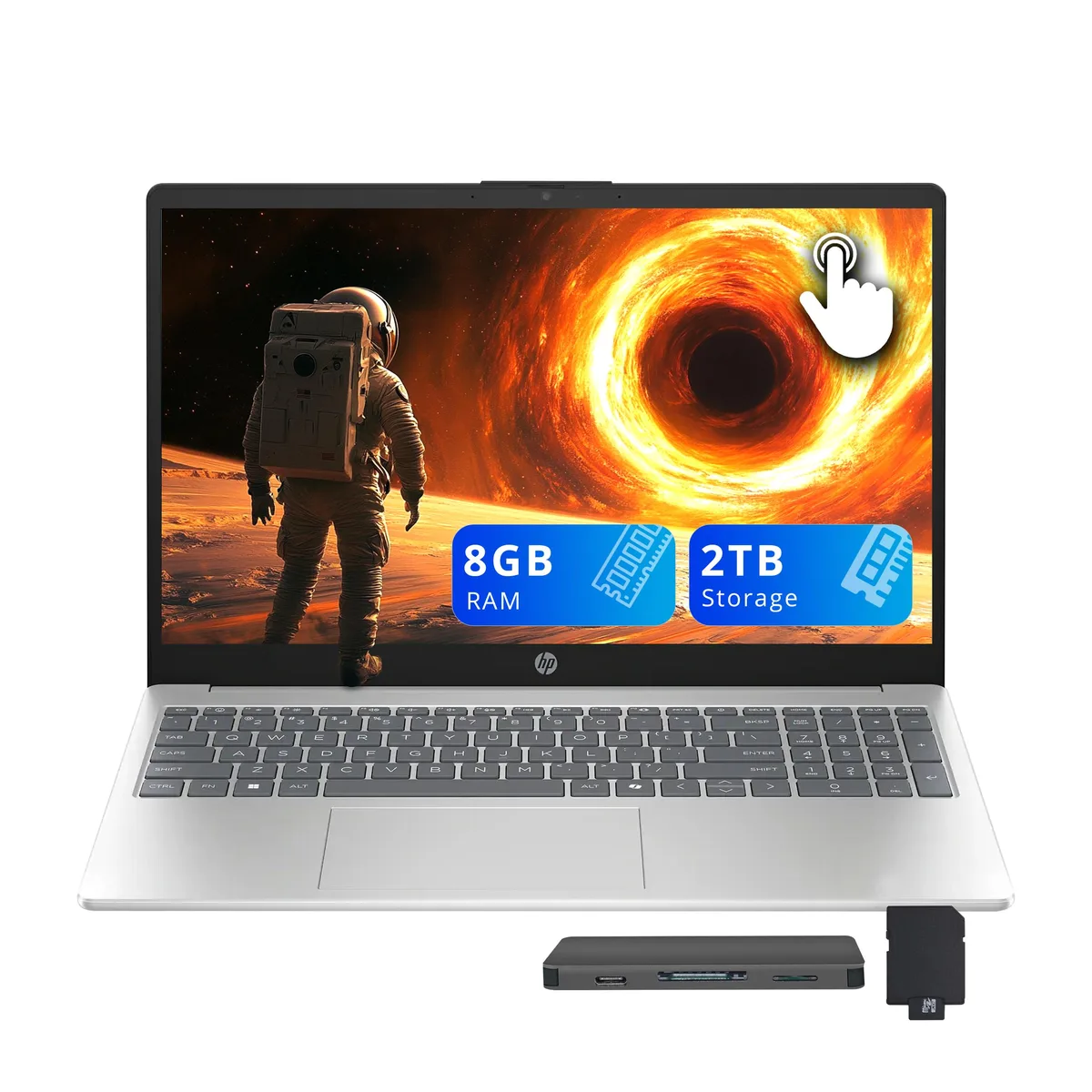 HP HP 15.6" FHD Touch Business Laptop Ryzen 5 7520U 8GB 1TB SSD Silver — 商品照片