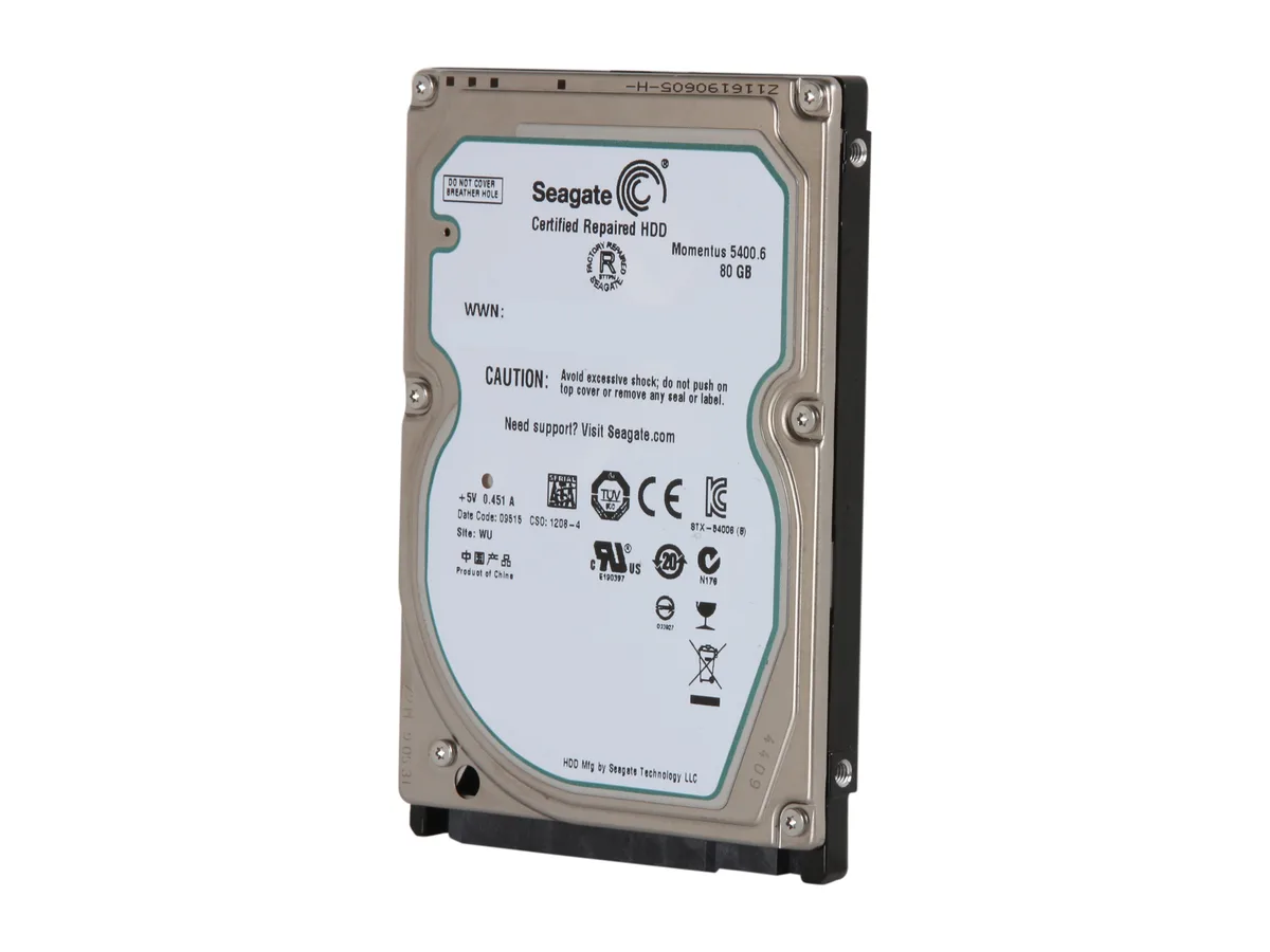 Seagate Seagate Momentus 5400.6 ST980313AS 80GB 5400 RPM 8MB Cache SATA 3.0Gb/s 2.5" laptop hard drive — produkto nuotrauka