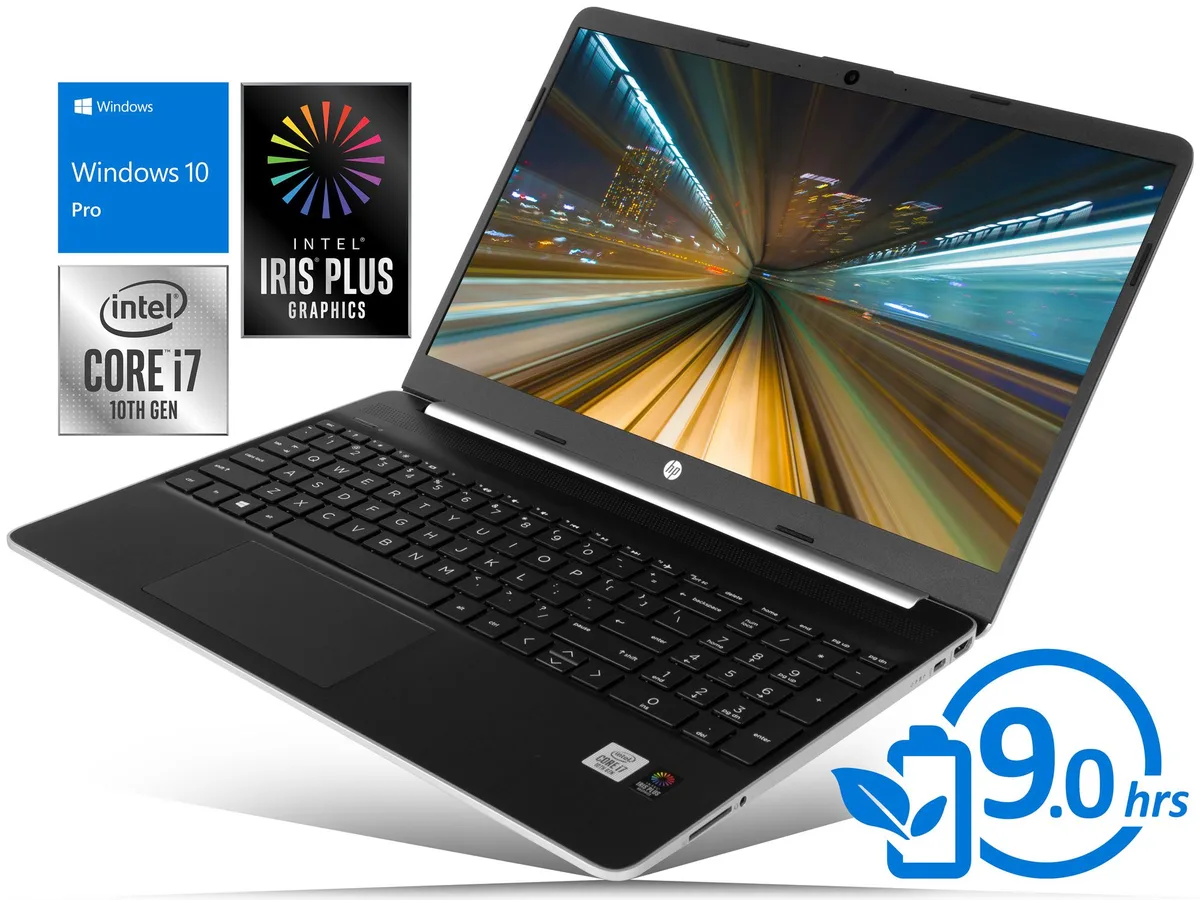HP HP 15 laptop, 15.6" HD touch, Core i7-1065G7, 8GB DDR4, 256GB NVMe, Windows 10 Pro — photo du produit