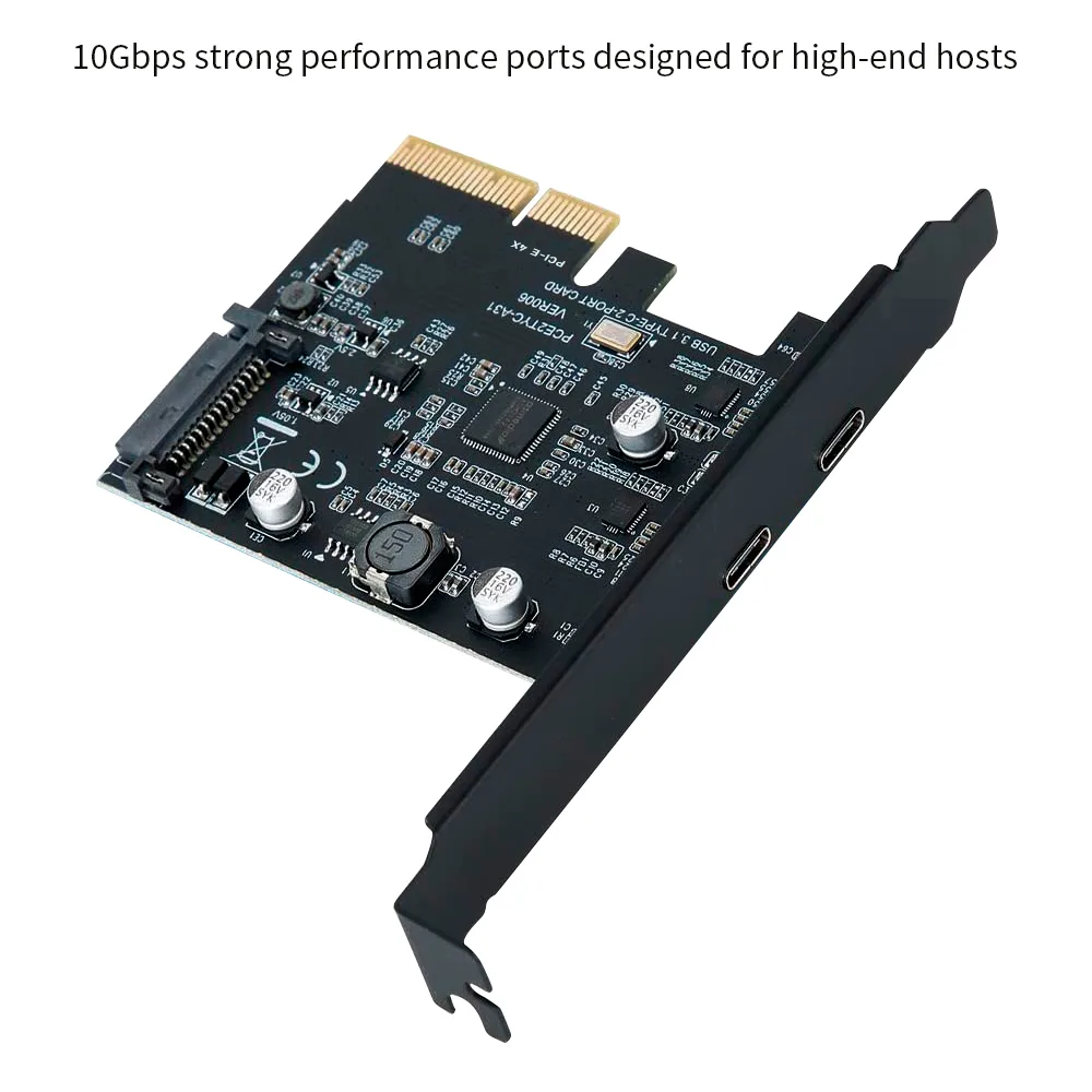 TROPRO TROPRO PCIe 4x to USB 3.1 Gen 2 2-Port Type C Expansion Card — 商品写真