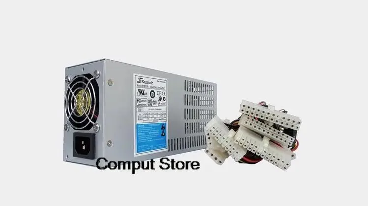 Rectangular metal 2U power supply unit with ventilation grille