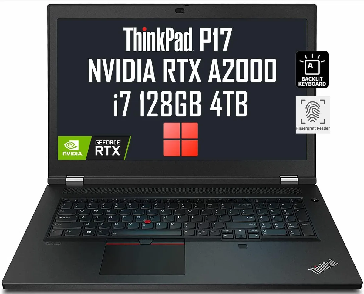 Black 17.3 inch mobile workstation with thin bezels and backlit keyboard