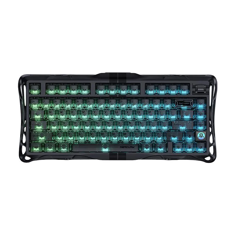 Stealth black gaming keyboard with aluminium frame and RGB lighting