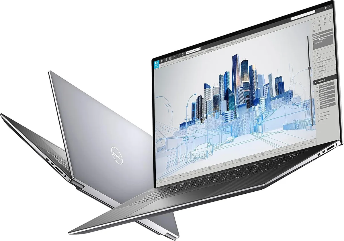 Silver Dell Precision 5760 17 inch laptop closed view