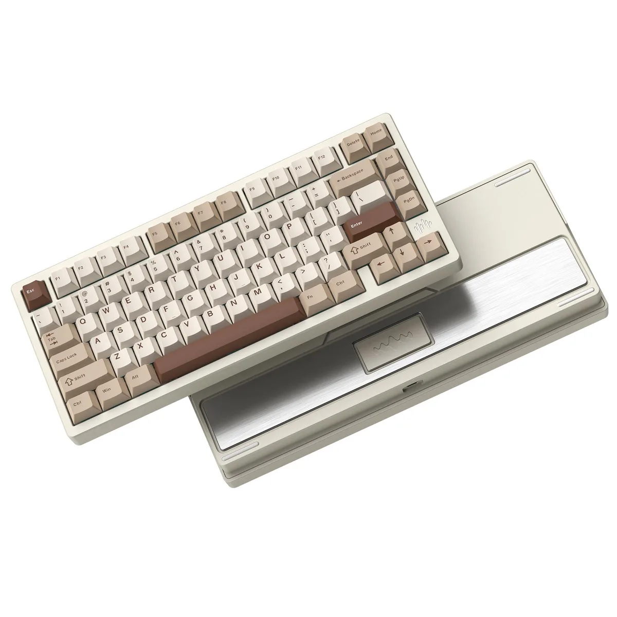 Milk-white 75% aluminium keyboard with tactile switches and RGB backlighting