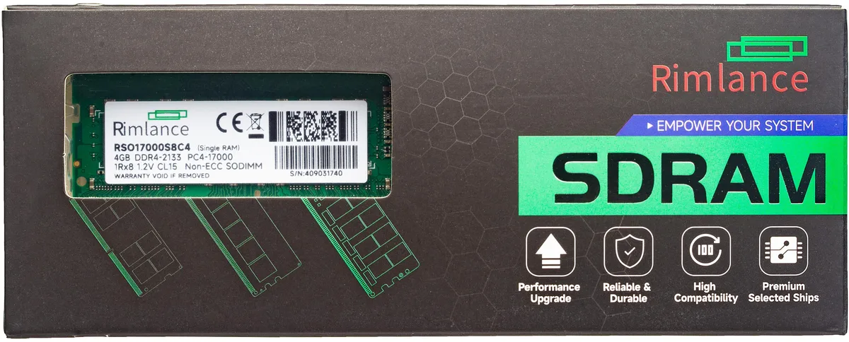 RIMLANCE RIMLANCE RSO17000S8C4 4GB DDR4 2133MHz 1.2V SODIMM — 商品照片