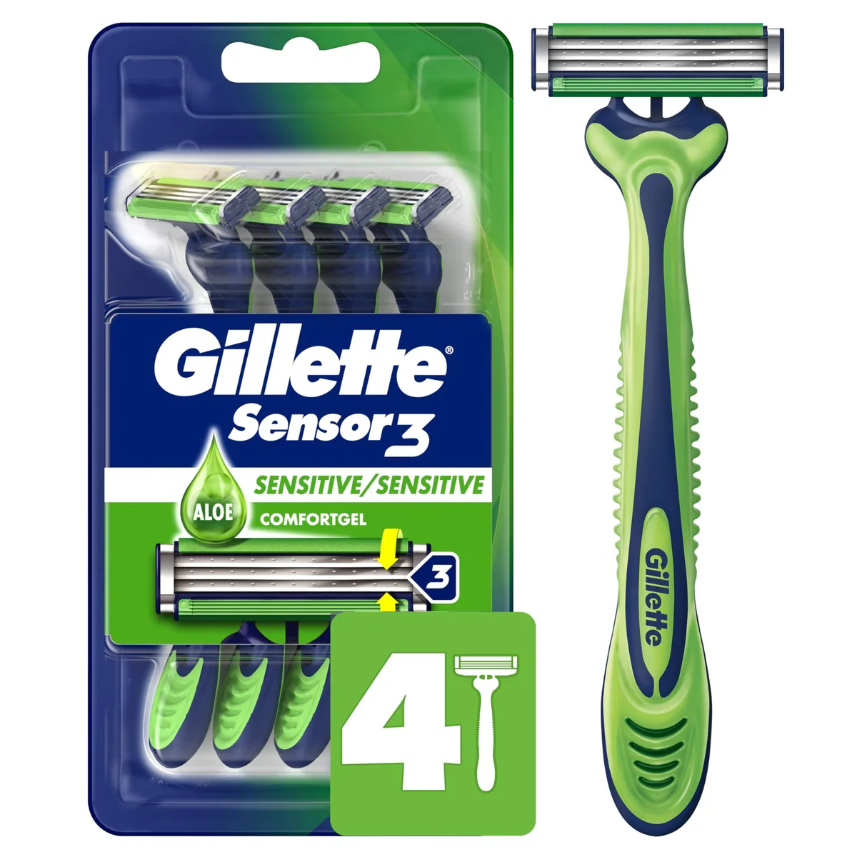  Gillette 47400110151 Sensor3 Sensitive disposable razor 4 pack — ภาพสินค้า