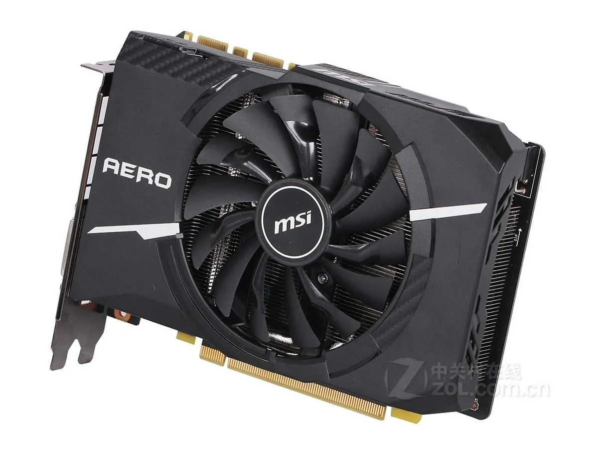 Compact black graphics card with single fan and silver backplate