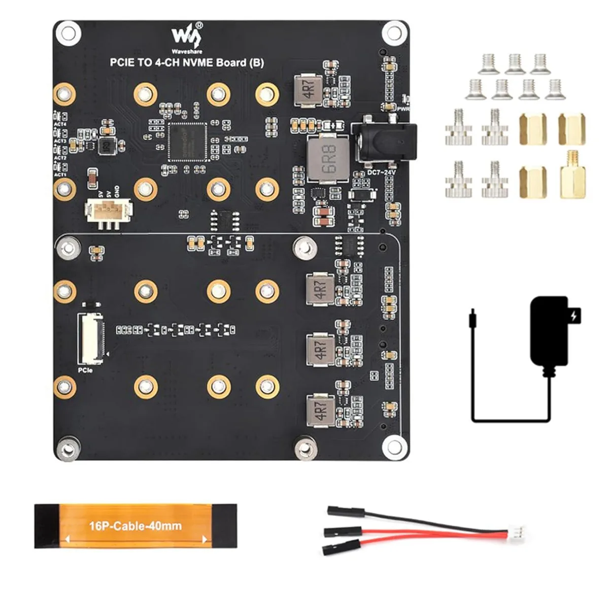 LORDWORLD LORDWORLD 4-Ch NVMe M.2 Adapter Board for Raspberry Pi 5 — produktfoto