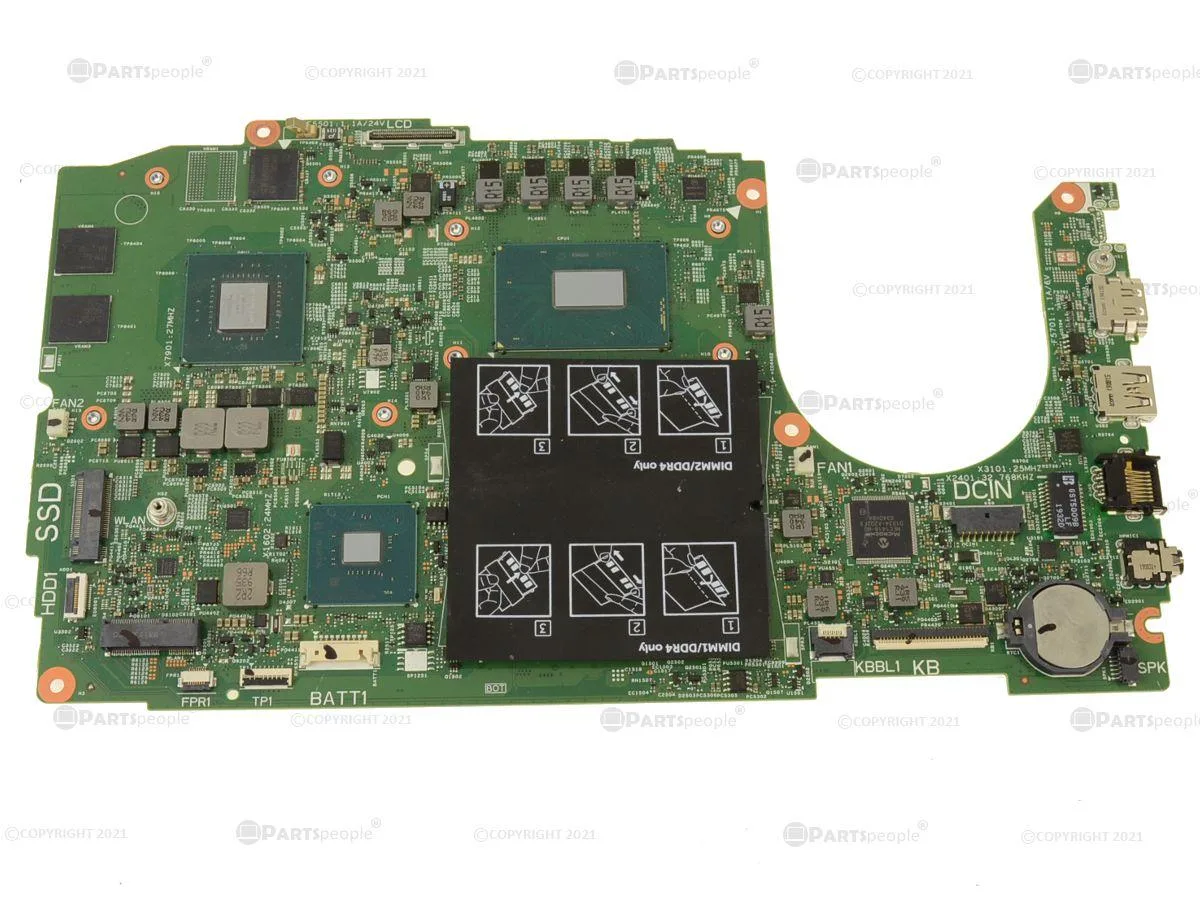 Green Dell G3 3590 motherboard with i5-9300H CPU and GTX 1050 graphics
