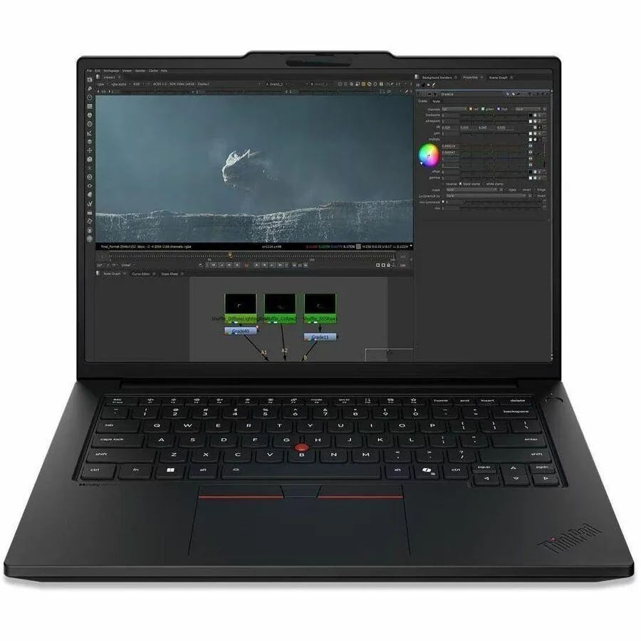 Black 14.5 inch touchscreen mobile workstation laptop with backlit keyboard and webcam