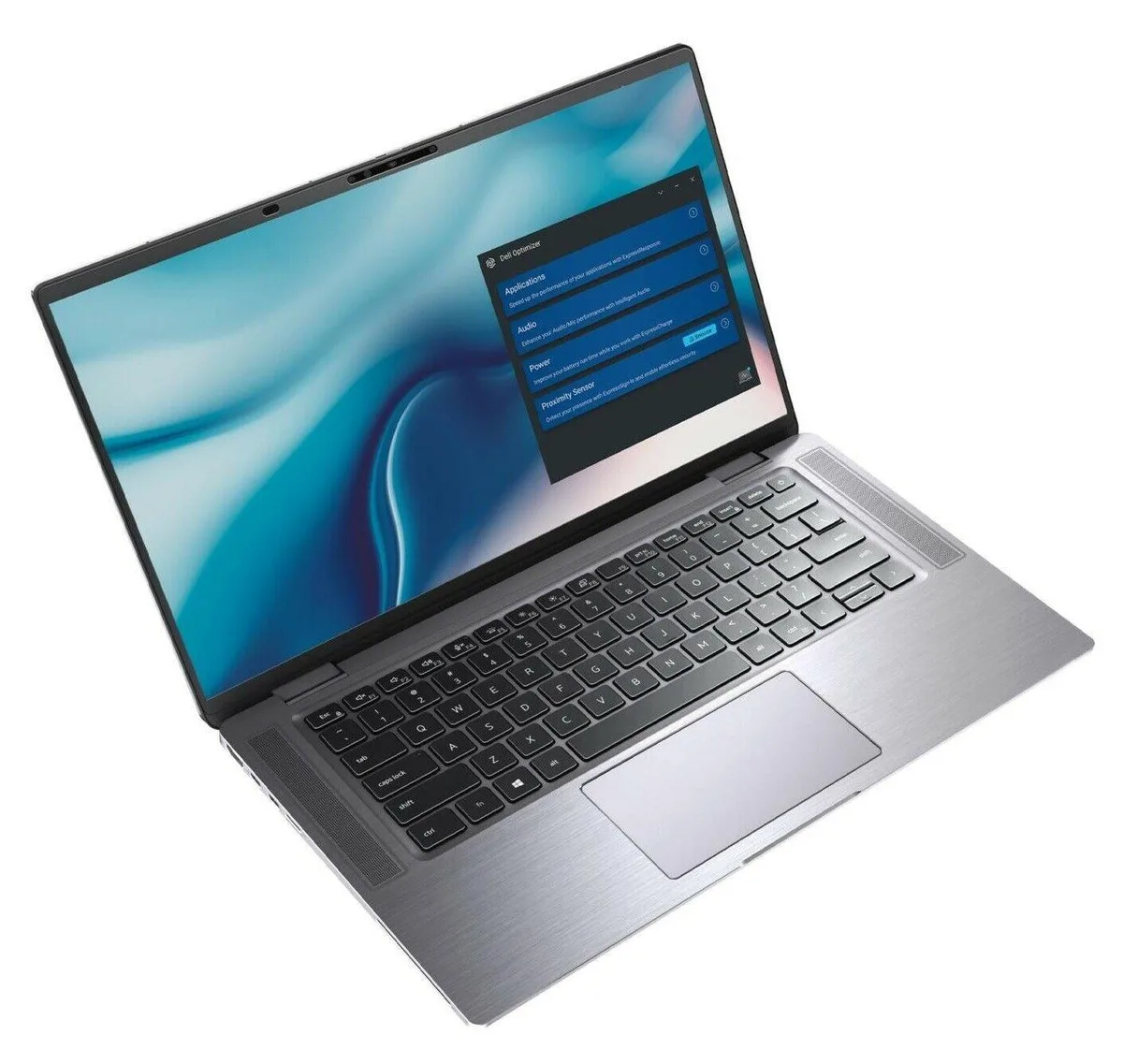 Silver 2-in-1 laptop with 14 inch touchscreen display, thin profile, professional finish