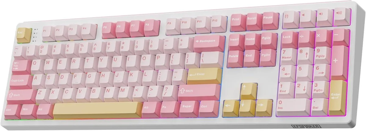 TUKO TUKO TH108 Full-Size Mechanical Gaming Keyboard 108 Keys 8000mAh Battery Pink Creamy Jade — zdjęcie produktu